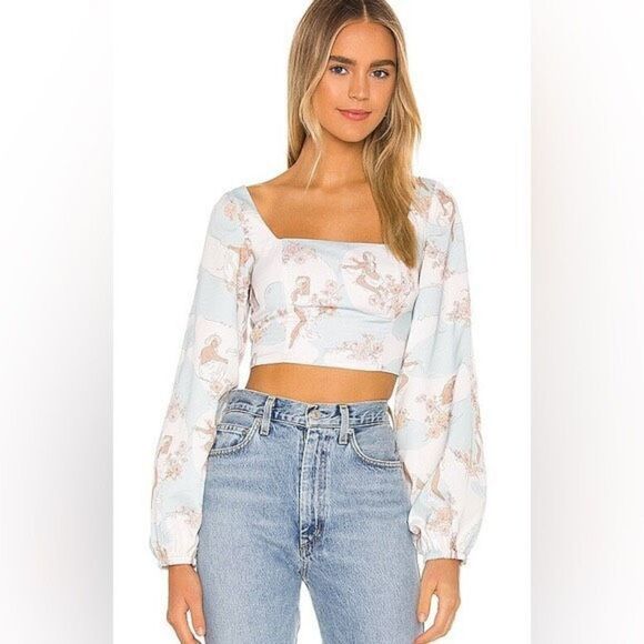 Song of Style Dixie Long sleeve Crop Top in Siren Multi - Picture 1 of 12